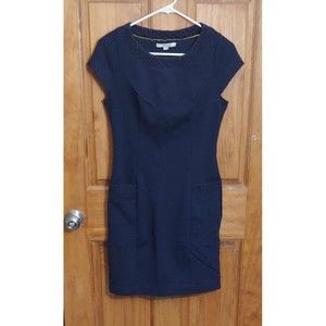 Boden Womens Dress Sz 6 Navy Blue Capped Sleeve Knee Length Sheath Body Con